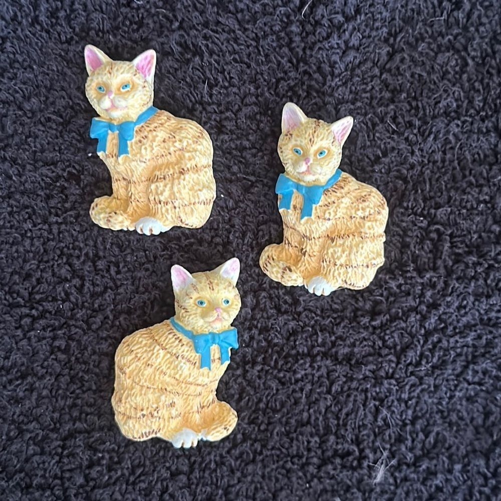 Set of 3 Orange Tabby Cat Button Covers Shirt Accessories